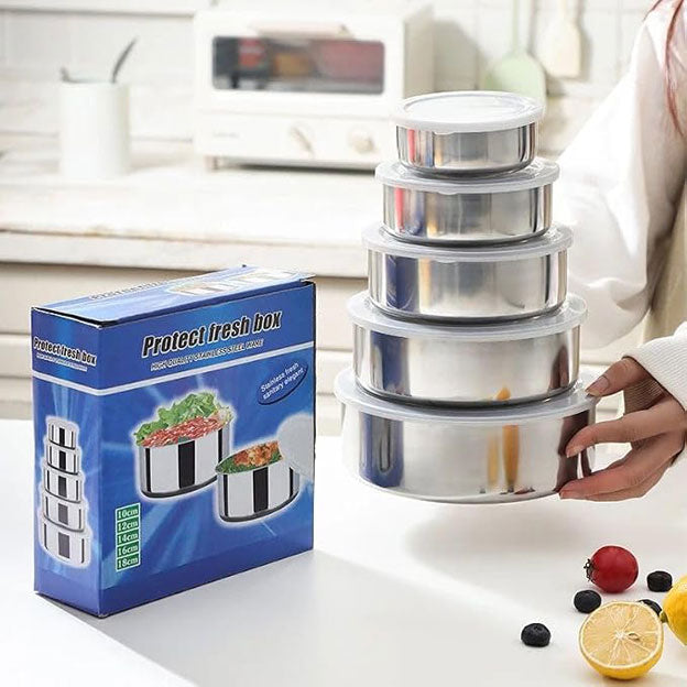 5-Piece Stainless Steel Storage Containers with Lids