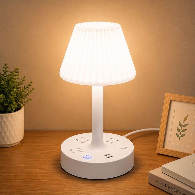 Multi-Function Table Lamp with USB & Type-C Charging Ports