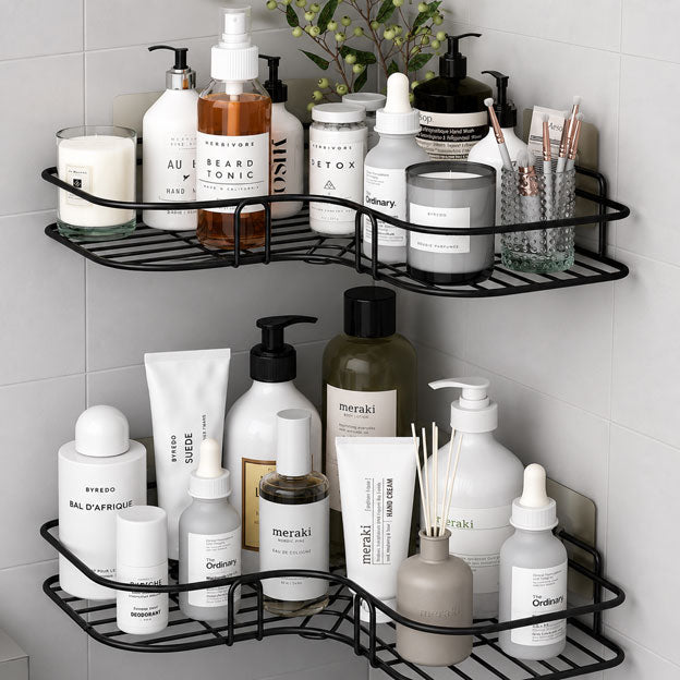 2-Tier Metal Corner Organizer – Bathroom & Kitchen Storage Rack