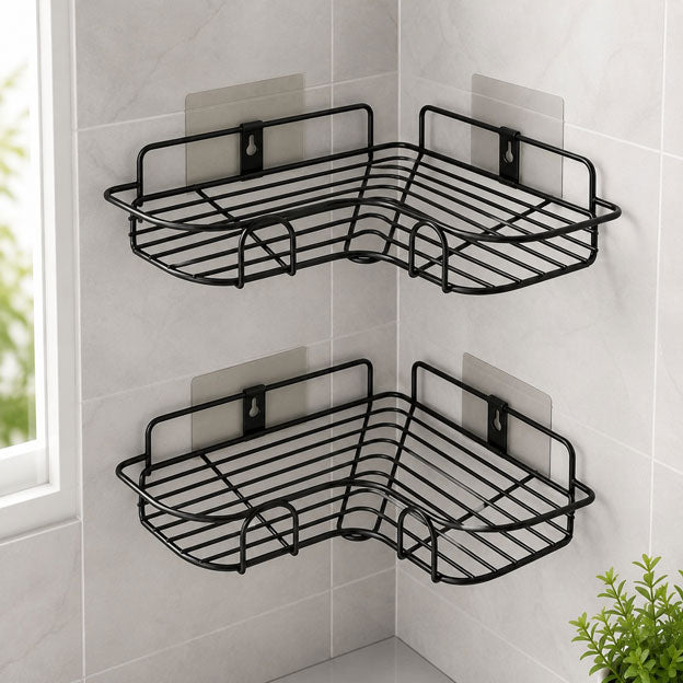 2-Tier Metal Corner Organizer – Bathroom & Kitchen Storage Rack